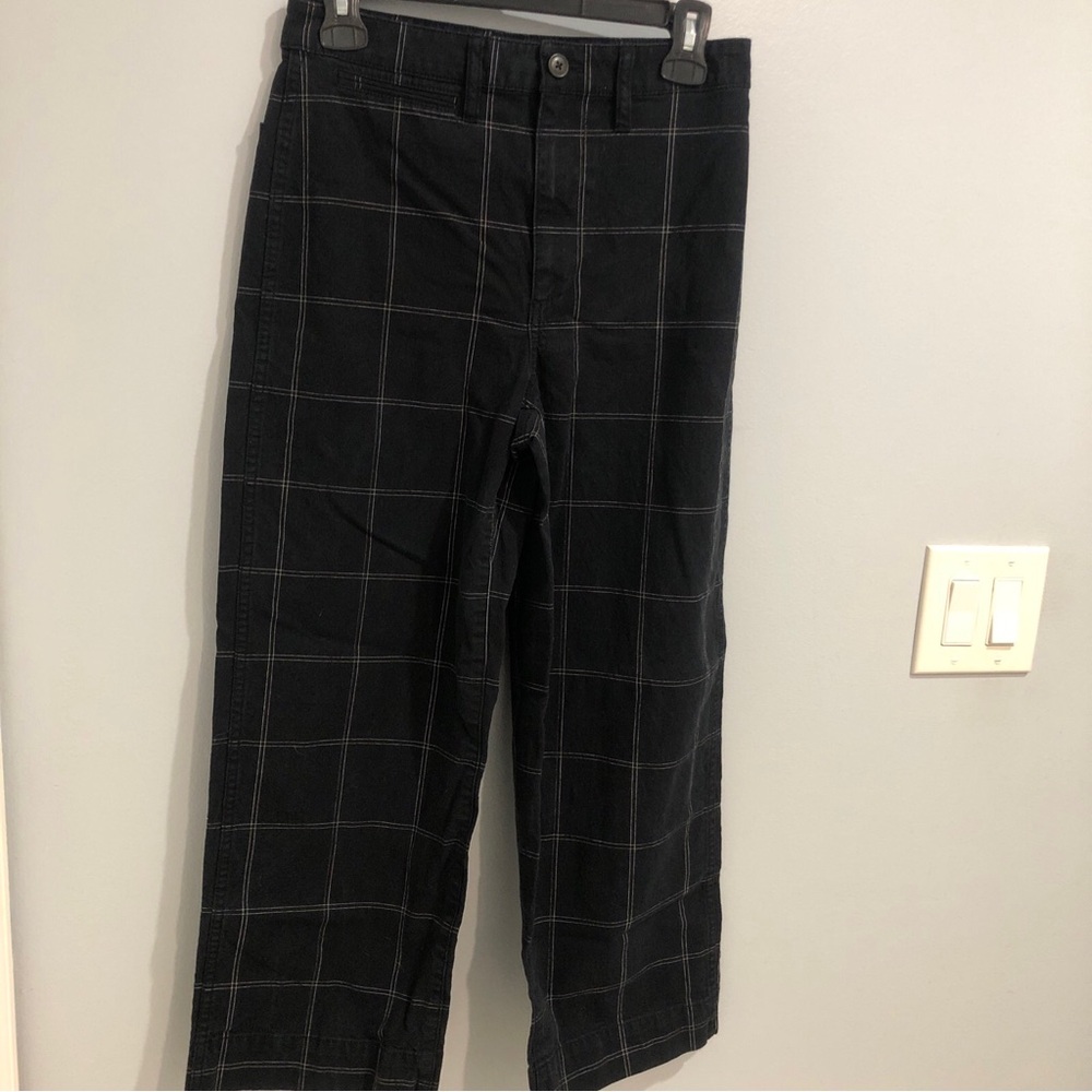 Madewell Slim Emmett Wide-Leg Crop Pants Windowpane Black Size 26 - Picture 3 of 9